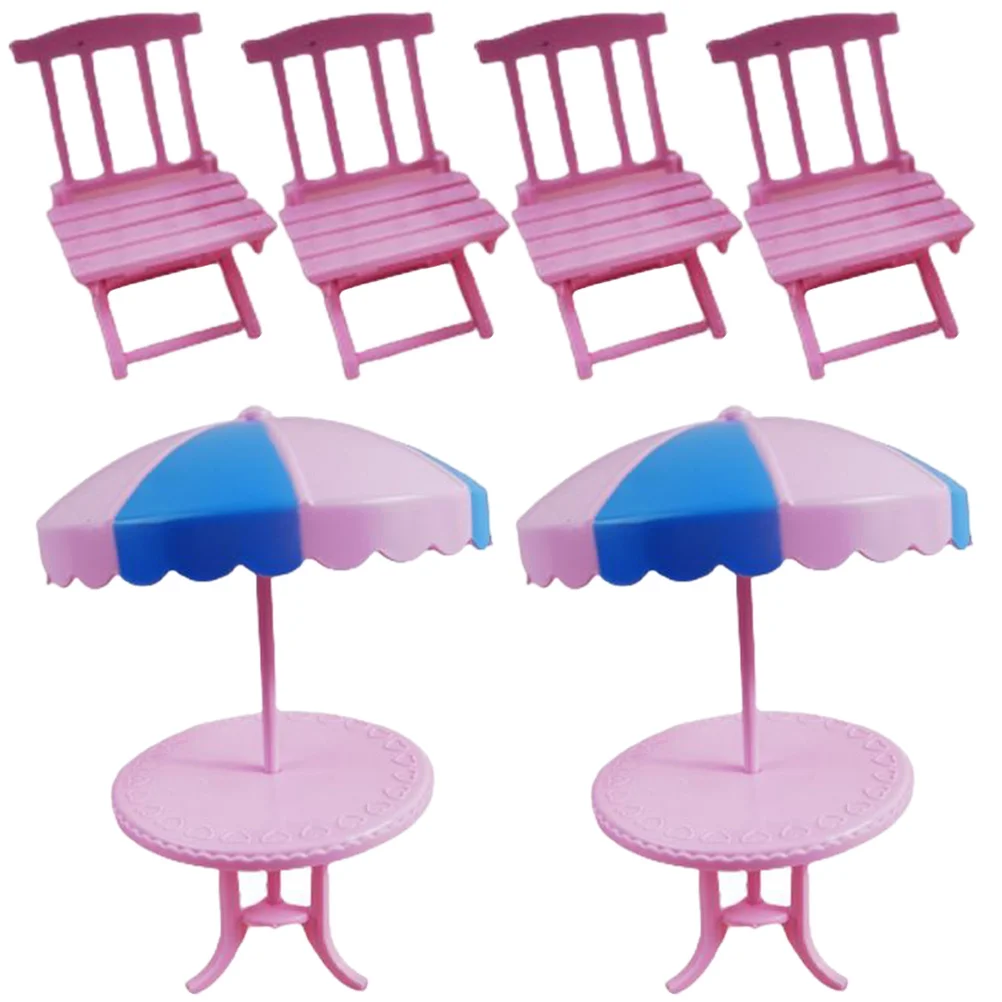 

2 Sets of Mini Deck Chair Mini House Beach Chair Ornament Colored Beach Table Chair Props Kit
