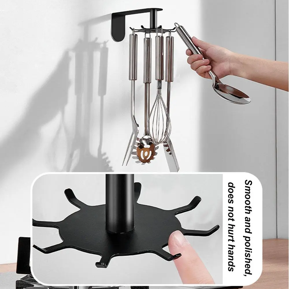 

Steel Kitchen Hook Storage Rack Hooker Spatula Spoon Hook Cupboard Cutlery Rack Kitchen Shelf Rotating Spoon Holder
