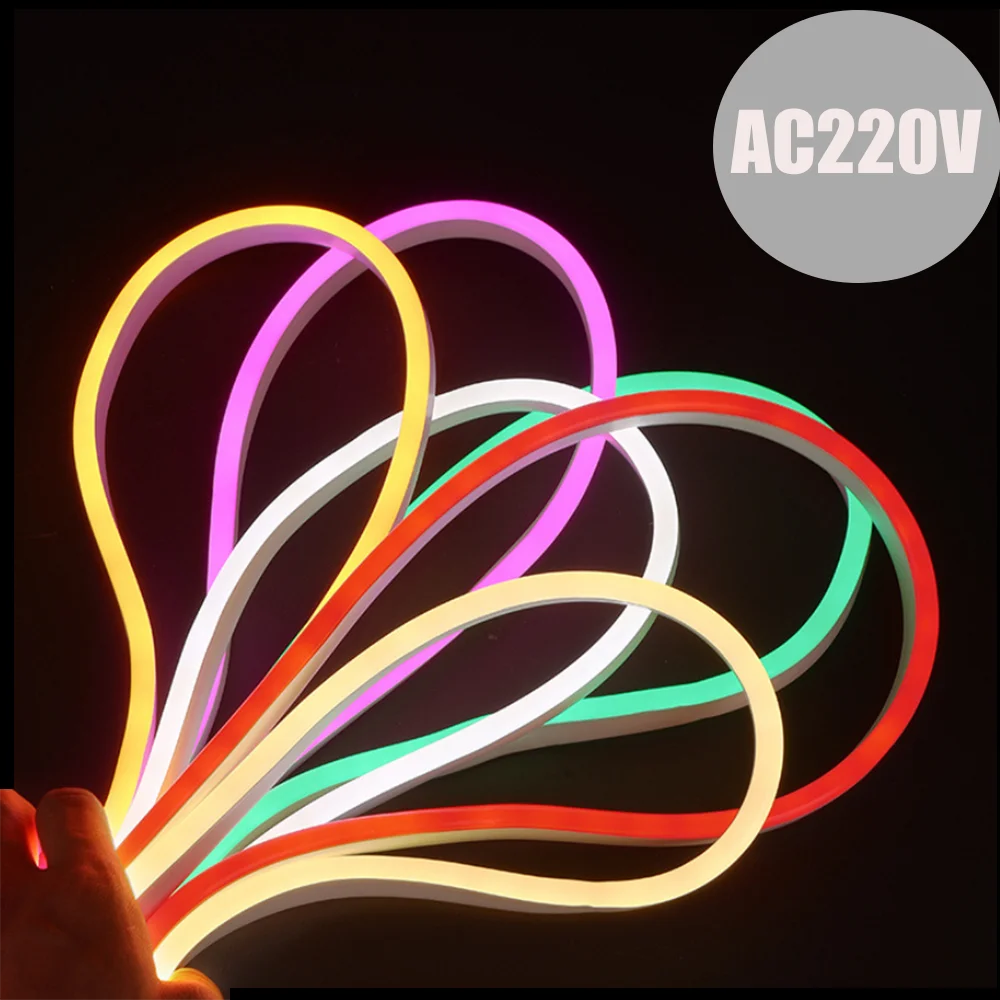 

Waterproof LED Neon Light Flexible Strips Rope Lamp 220V 2835 120LEDs/m With EU Plug for Home Decor outdoor Lighting 10m 20m 50m