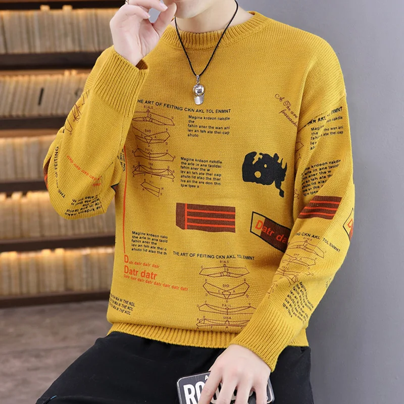 

Sweater Men's New Autumn Bottoming Shirt Thickened Knitted Sweater Loose Clothes O-Neck Mens Clothing Sweaters Pullovers Full