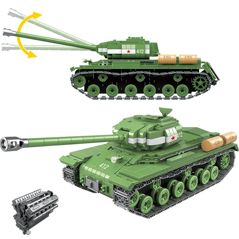 

1068pcs Military IS-2M Heavy Tank Soldier Weapon Building Blocks WW2 Russia Soviet Tank Bricks Army Kids Children Toys Gifts