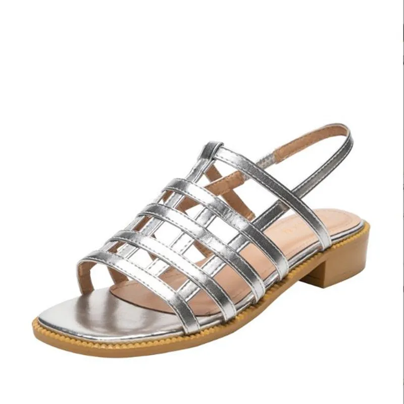 

Fashion Thin Strap Braided Chunky Heel Sandals Ladies Hollow Vintage Low-Heeled Women's Shoes Gold Gladiator Sandal Slippers