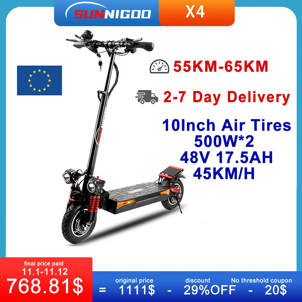 

48V 17.5Ah 500W*2 1000w Electric Scooter High-power Off-road Fast Folding Electric Scooter Kick Scooters Adults Two Wheels Scoot