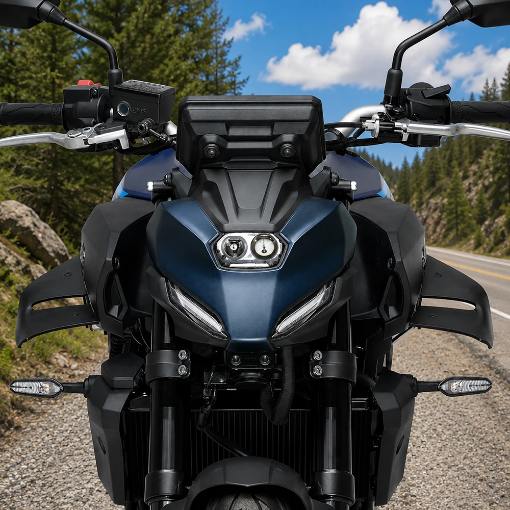 Фото Для Yamaha MT-07 MT07 MT 07 2025 2026: Передний спойлер-винглет для мотоцикла, аэродинамический боковой дефлектор ветра, обтекатель, аксессуары. №4