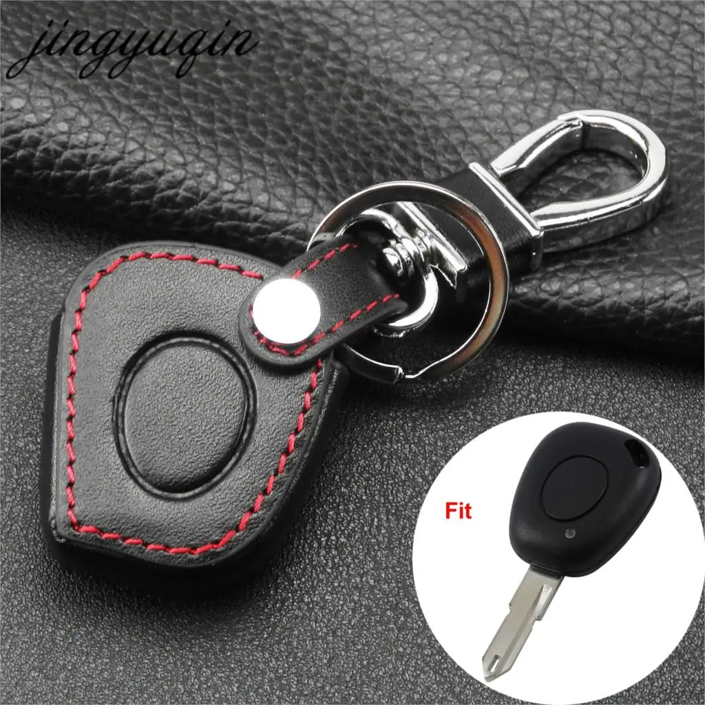 

Кожаный чехол jingyuqin с 1 кнопкой, подходит для Renault Megane Clio Scenic 1 BN, чехол для ИК-пульта дистанционного управления, держатель для брелока