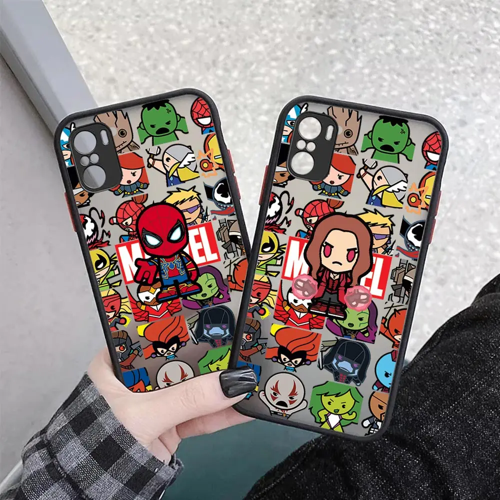 

Marvel Cartoon Spiderman Avengers Matte Case For Redmi K50 K40 K40S GAMING K30 K20 10X 10C 10 9C 9T 9A 9 8 8A 7 PRO PRIME Cover