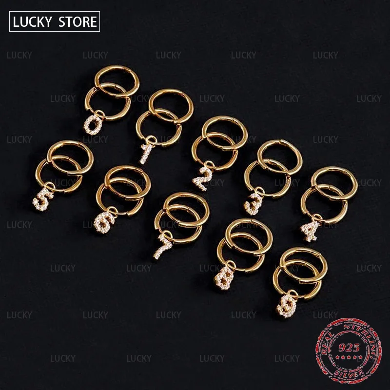 

Silver S925 women's earrings, gold, 0-9, mini, fashion, temperament, wild personality style, luxury Monaco jewelry