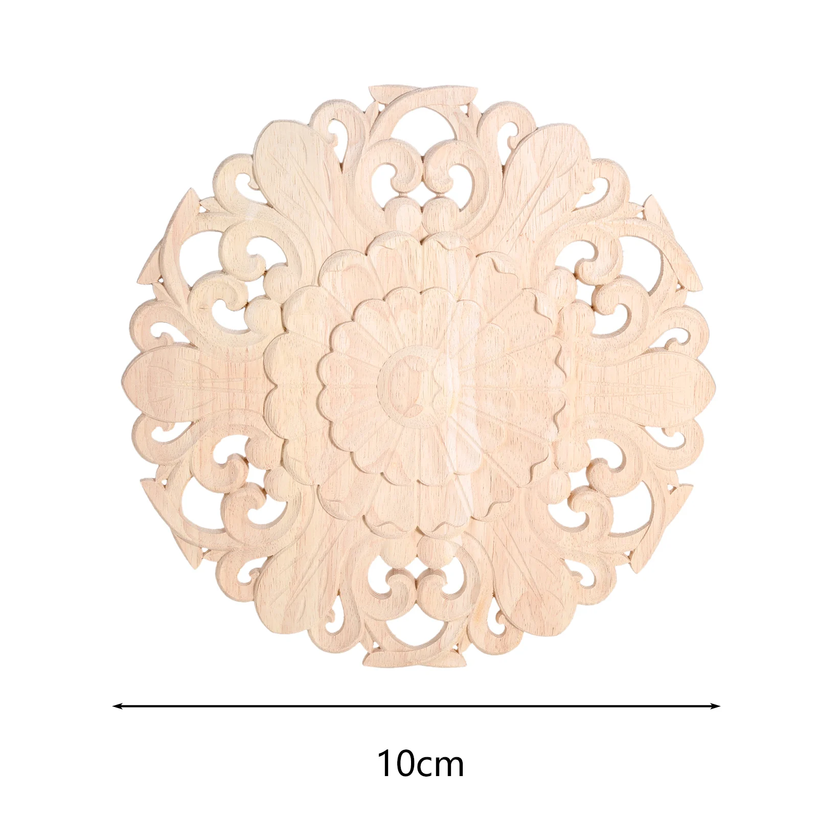 

Vintage floral round wood carving unpainted wood carving round applique plaque furniture Decorative accessories for door wall