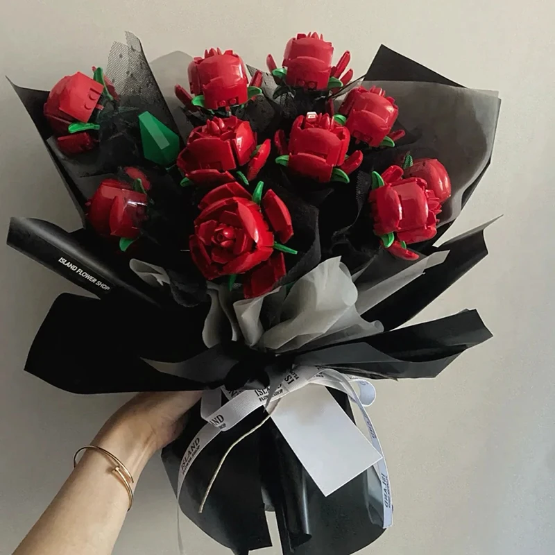 Конструктор розовая роза MOC игрушки на День святого Валентина набор кирпичей