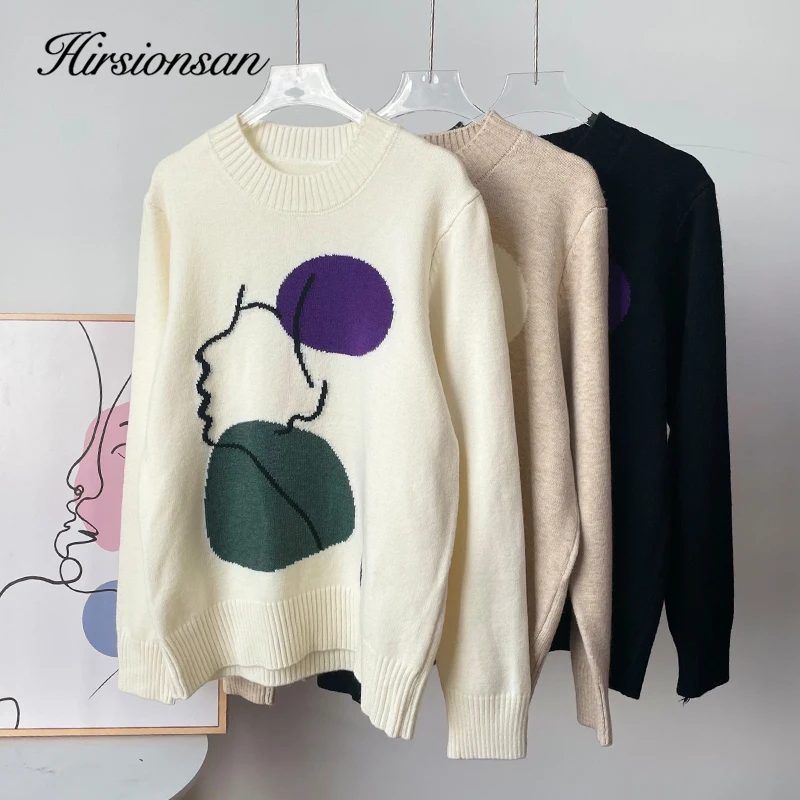 Элегантный мягкий свитер Hirsionsan для женщин зима 2023 Корейские вязаные пуловеры с