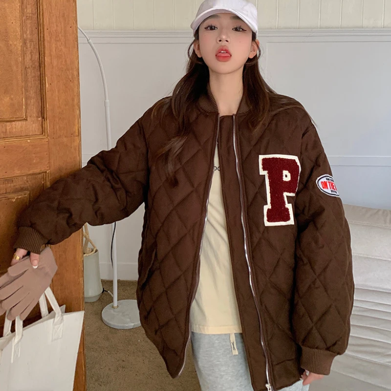

Winter Women's Coat Baseball Jacket 2023 Harajuku Women Clothing Cotton Padded Parka Korean Fashion Quilted Coats Female Outwear