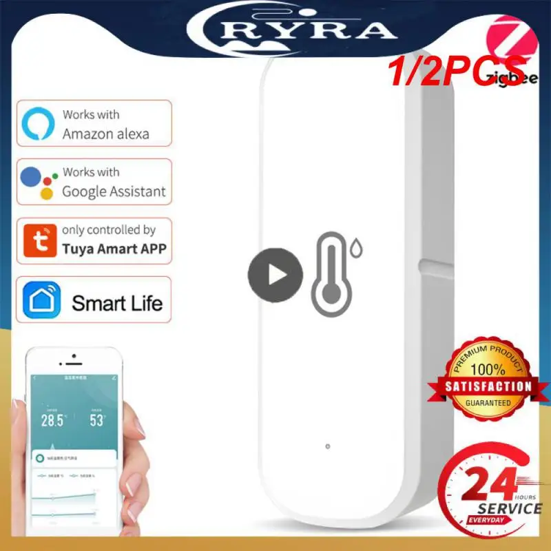 

Умный гигрометр Tuya Zigbee/Wi-Fi, устройство для измерения влажности и температуры в помещении, дистанционное управление через приложение, работает с Alexa, 1/2 шт.