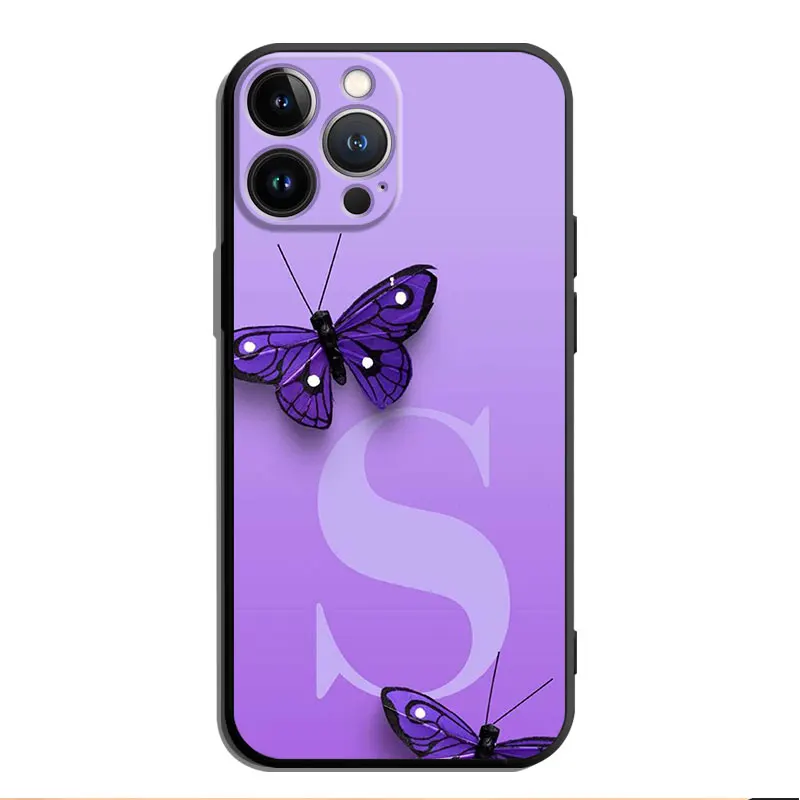 Чехол с фиолетовыми бабочками для iPhone 15 14 13 12 11 Pro Max Plus Mini X XR XS MAX 8 7 6 6S SE чехол из ТПУ