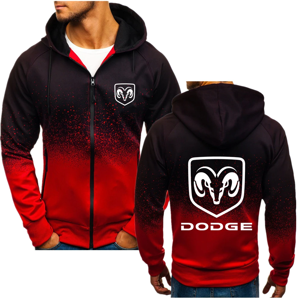 

Spring Autumn Gradient Color Tops Dodge Brands Logo Print Customizable Logo Personality Hoodie Jacket Comfortable Soft Men