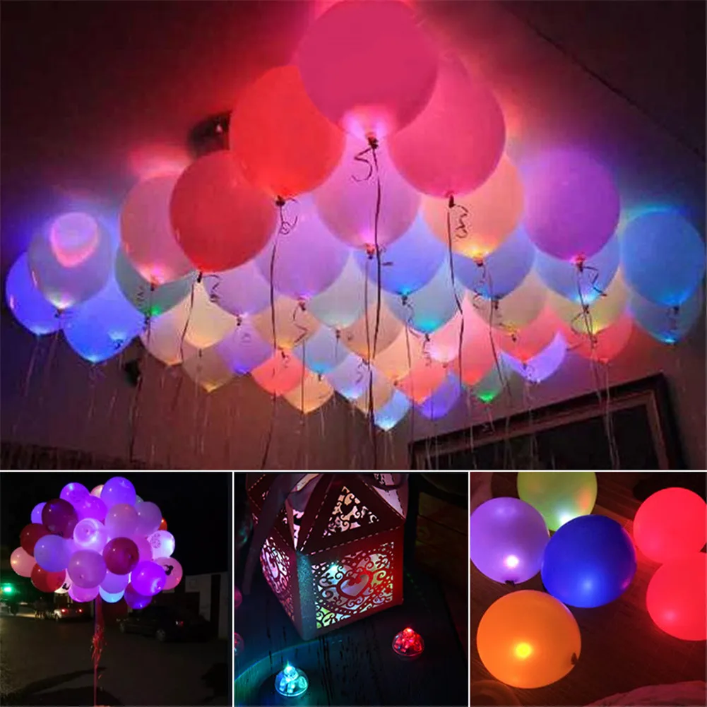 

10Pcs LED Balloon Lights Noctilucent Seven Colors Flash Lights With Built-in Battery For Home Room Decration