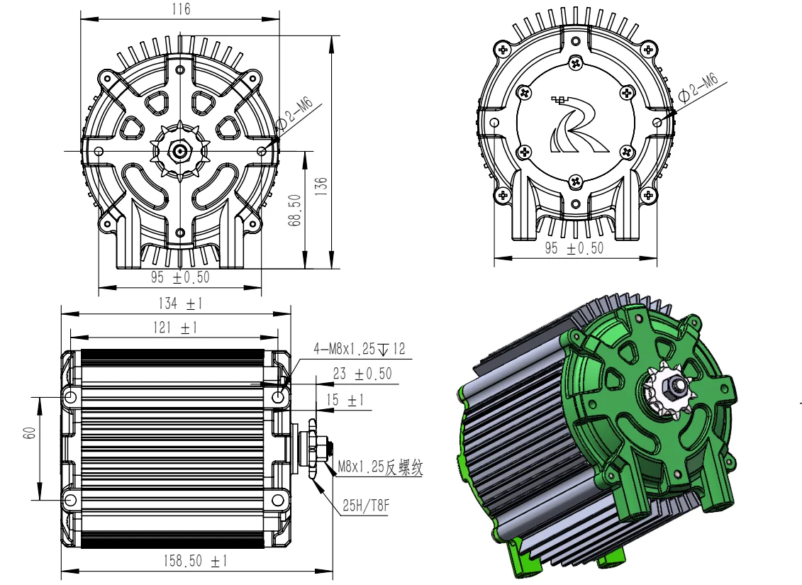 Фото Kunray KR5V Электрический BLDC мотор наборы 72V 5000W двигатель для Go Karts/скутер/электрический мотоцикл DIY система двигателя №3