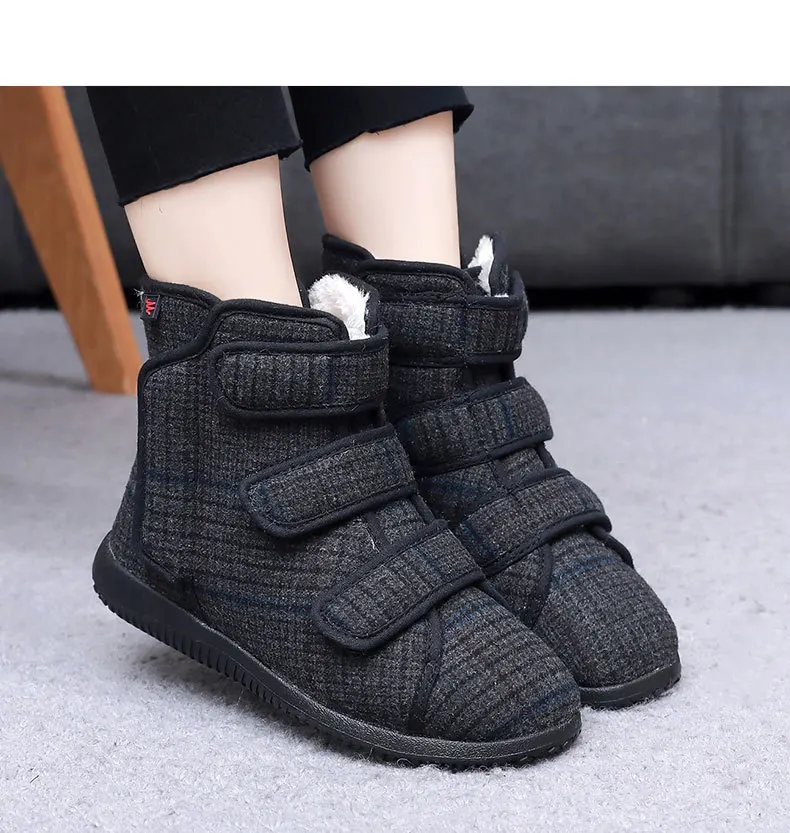 Новые зимние теплые женские высокие хлопковые туфли с мягкой подкладкой легкие и