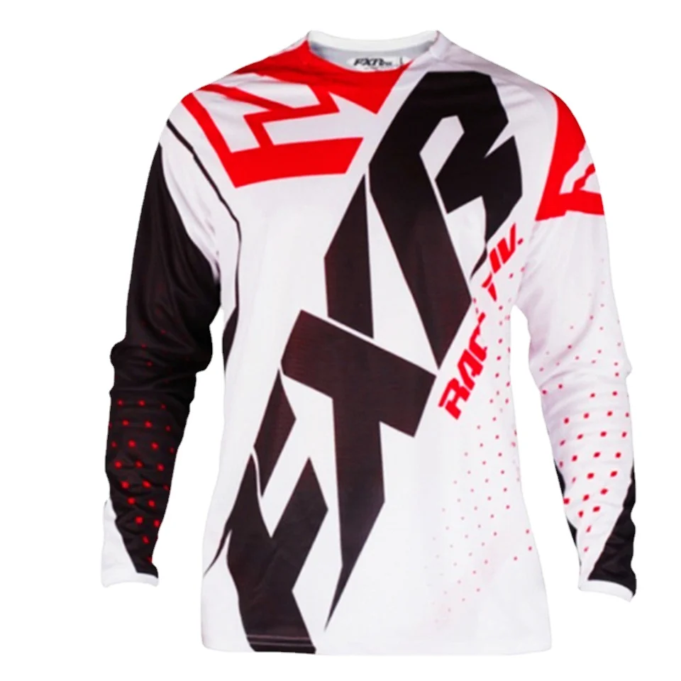 

White motorcycle mountain bike men's shirt jersey long-sleeved mtb quick-drying jersey
