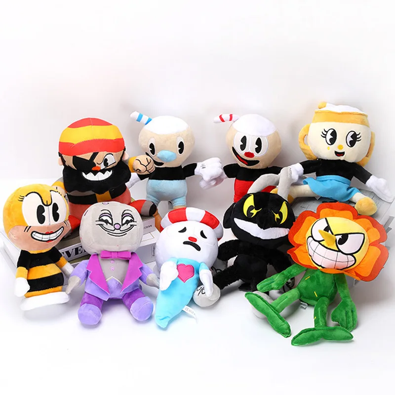 Фото Плюшевые игрушки по мотивам аниме Cuphead: Магман, Король Кубиков, Кэгни Карнантон. Мягкие куклы-подушки. Подарки на день рождения и Рождество. №1