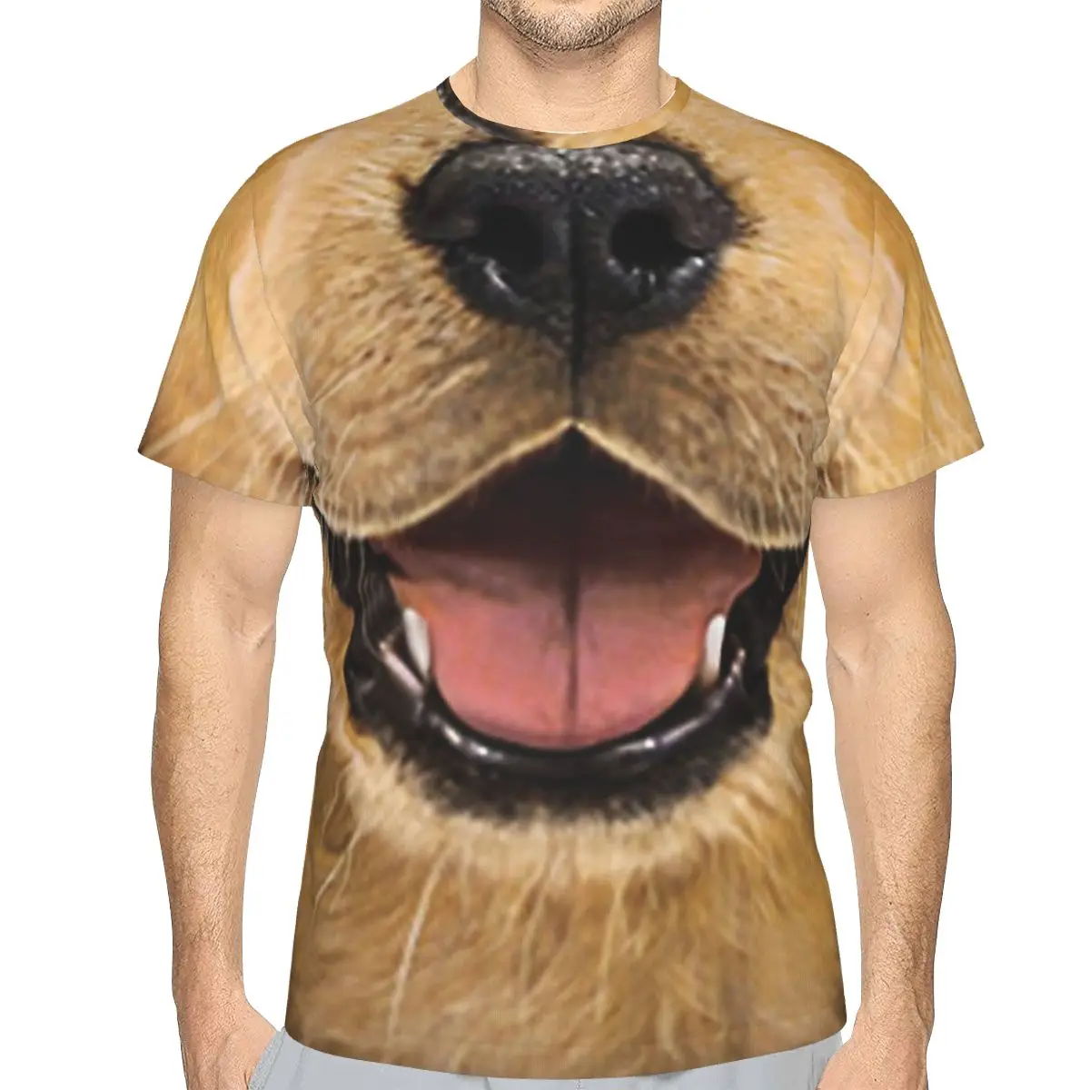 

Cute Golden Retriever Puppy Gift Harajuku Polyester TShirt 3D Three Dimensional Printing Casual Thin T Shirt Male Special