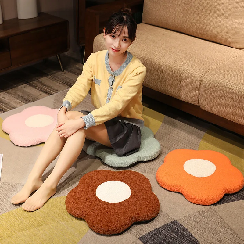 

Подушка с мультяшным цветочным рисунком, сидение для стула или дивана в гостиной, подушка для сидения, теплая зимняя искусственная кожа