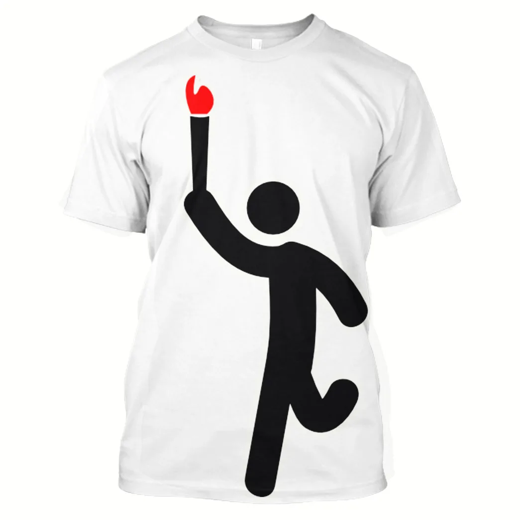 

Jumeast 3D Graphic Tees Oversized Running Printed Men T Shirt Workout Sweats Gym Torchbearer Fitness Sportswear Jogging Tops Boy