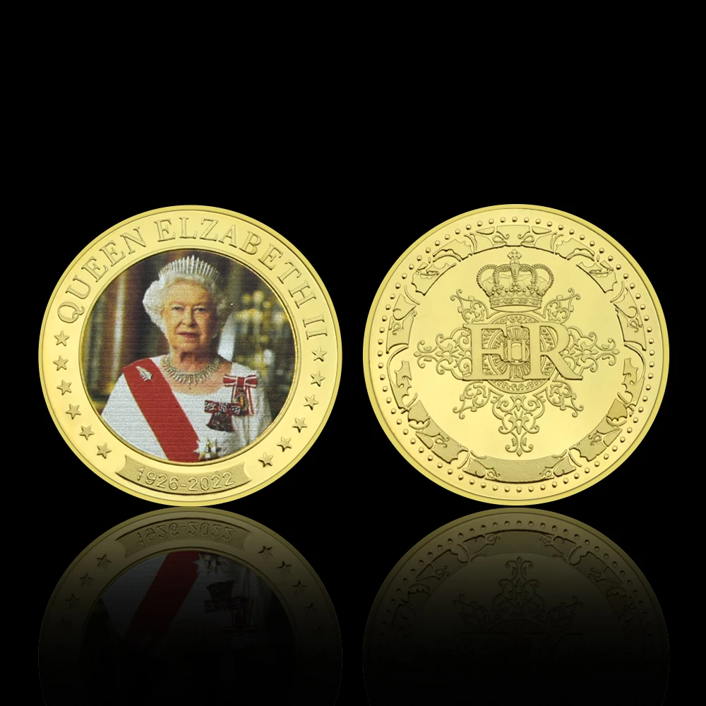 Монета-вызов королевы Елизаветы II 1926-2022 гг. металлическая позолоченная юбилейная