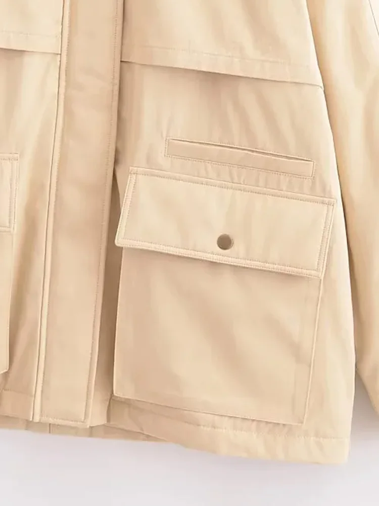 KAOPU ZA женская стеганая куртка с накладными карманами винтажная воротником