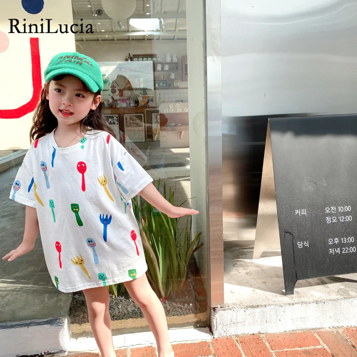 

RiniLucia 2022 Summer New Children Girls Fashion Print Tshirt Dresses Toddler Kids Short Sleeve T-shirt Baby Casual Tops Clothes