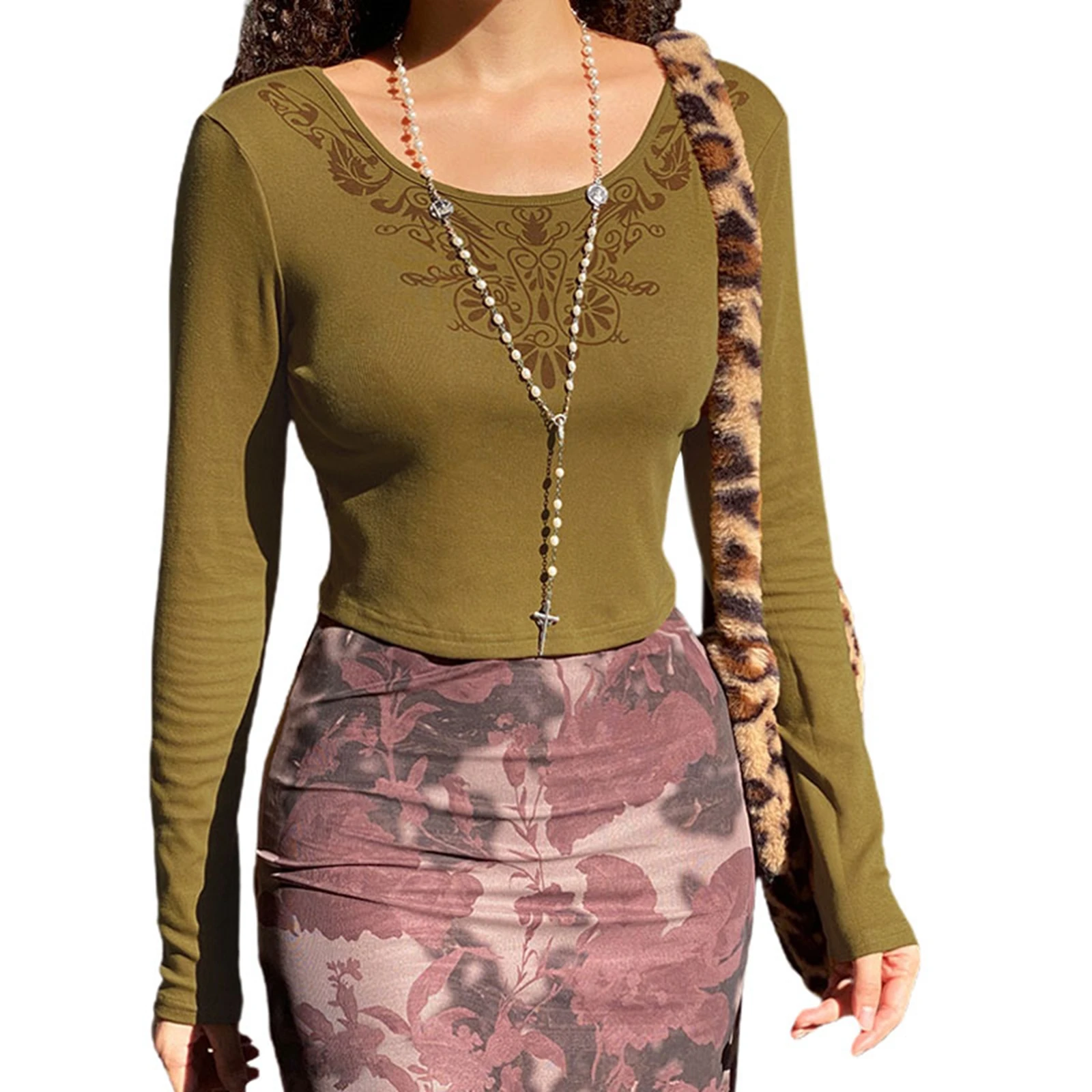 

Женский короткий топ с длинным рукавом, S/ M/ L