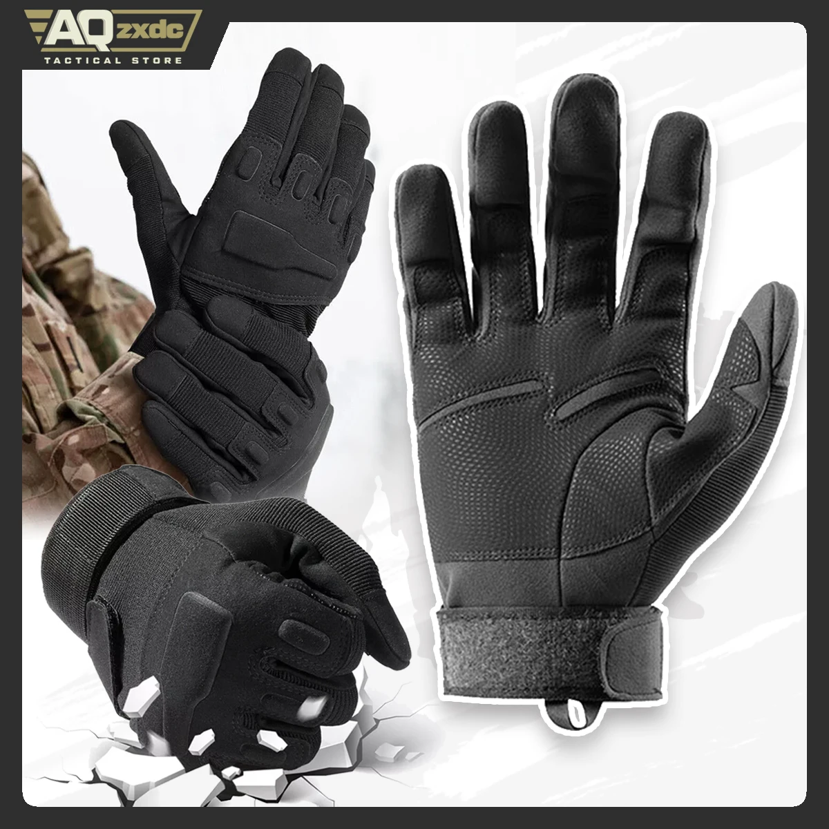 Тактические штурмовые тренировочные перчатки страйкбольные с полным пальцем