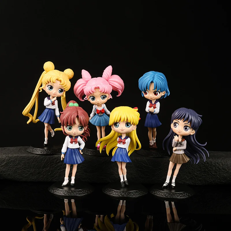 

6pcs/set 15CM Sailor Moon Action Figures Model Toy Tsukino Usagi Tuxedo Venus Anime Collection Decor Decor Cartoon Doll Kid Gift