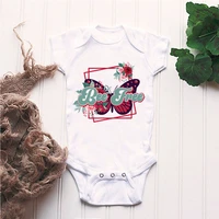 twins baby clothes butterfly series creative print summer new round neck short sleeve newborn one piece white cotton kawaii loos
