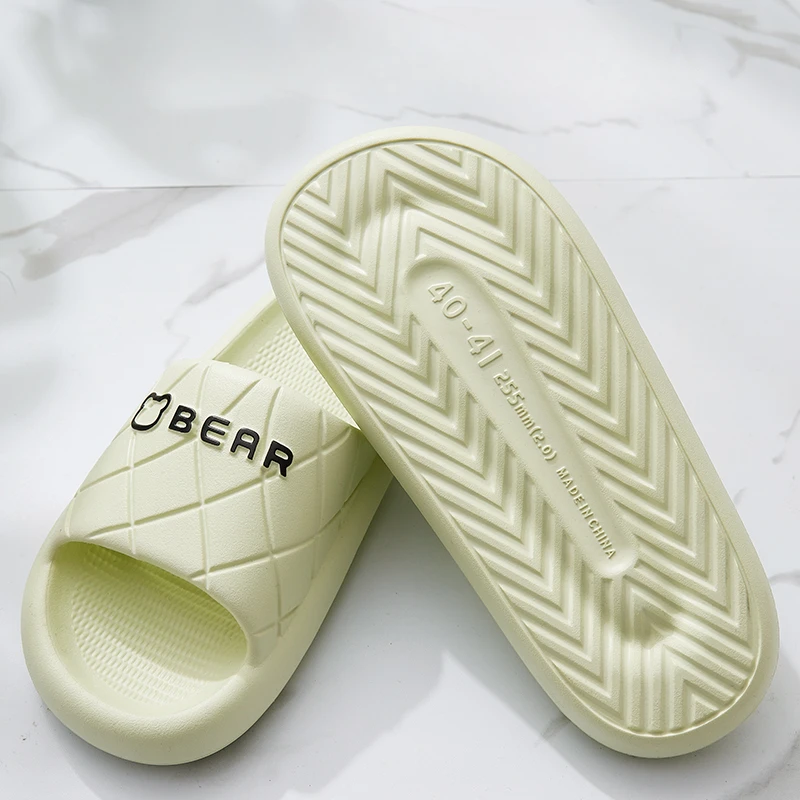 Cartoon Letters EVA Slippers Female Summer Couple Bathroom Bath Indoor Home Silent Non-slip Slippers Male