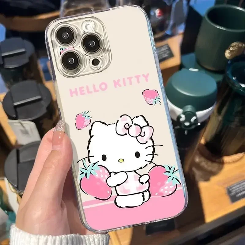 Чехол для телефона Sanrio Ins Hello Kitty Kuromi прозрачный силиконовый чехол Iphone 15 14 13 11 12 Pro Max