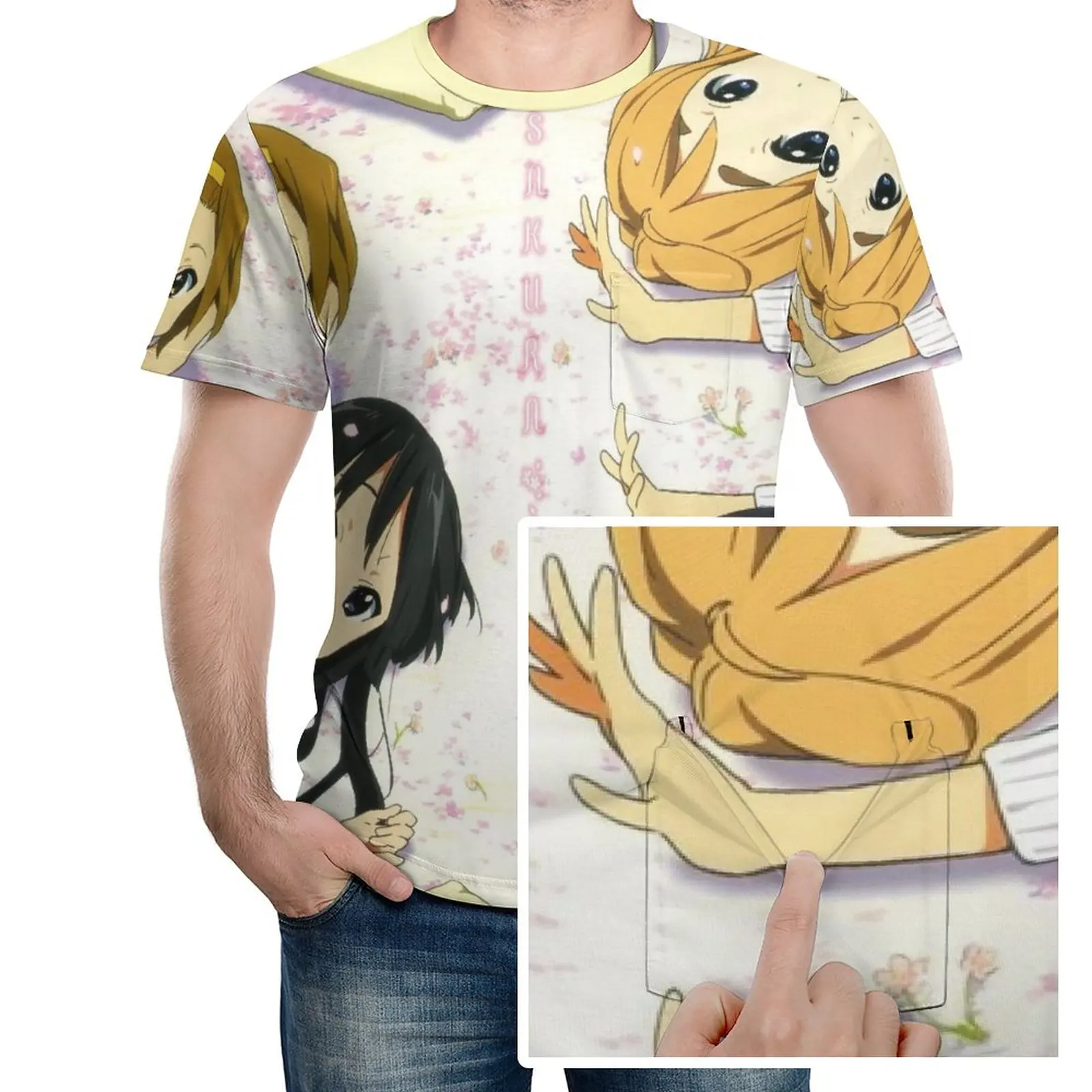 

Men's Streetwear New Summer 3D Pink Tulip Flower T-shirt Casual 3D Printing T-shirt Anime K-ON! S-6XL