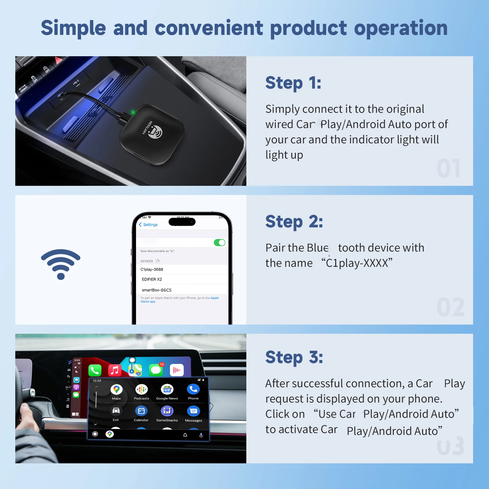Адаптер для беспроводного Carplay-адаптера Android 11 и iOS10 выше