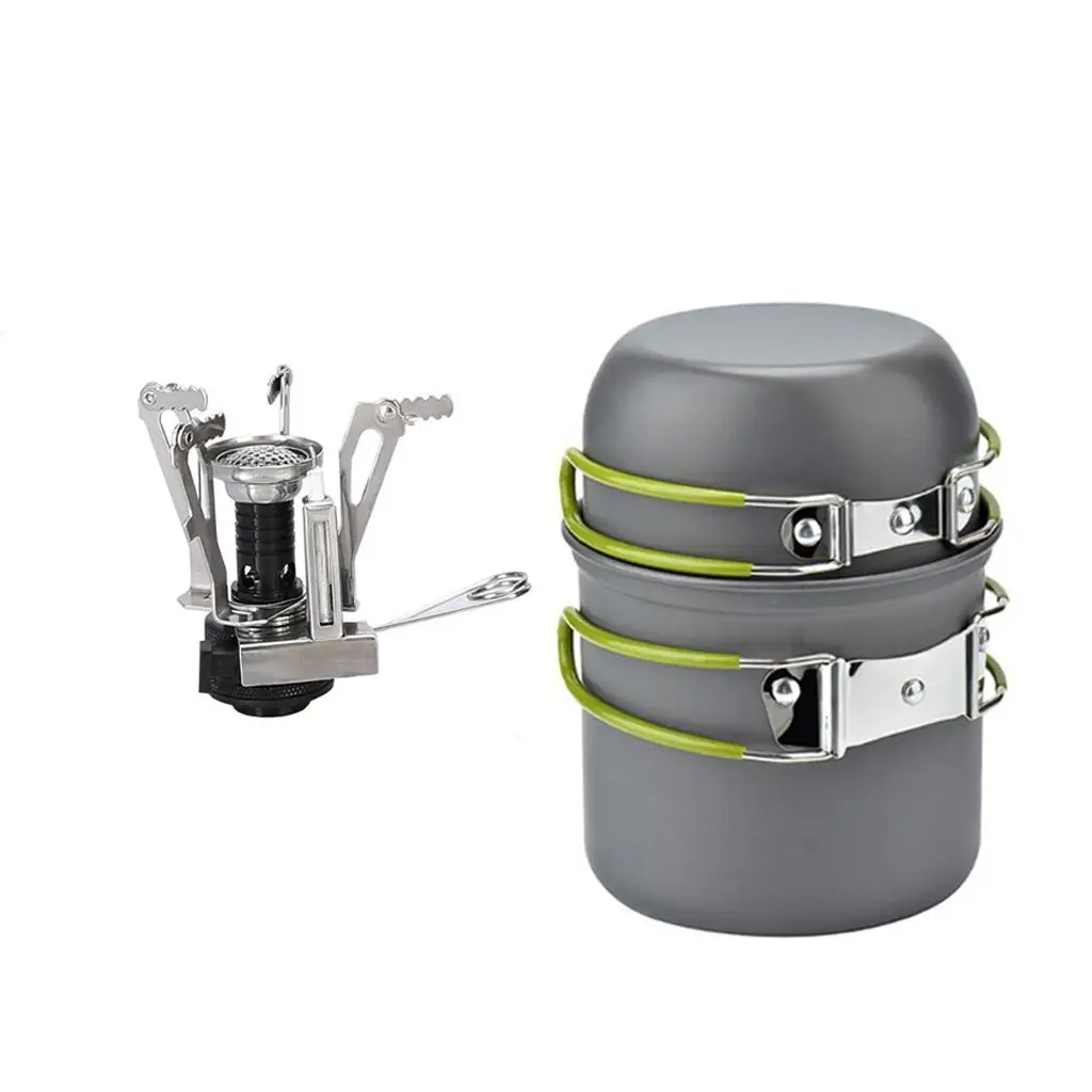 

2pcs/Set Portable Outdoor Camping Hiking Cookware Cooking Picnic Pot