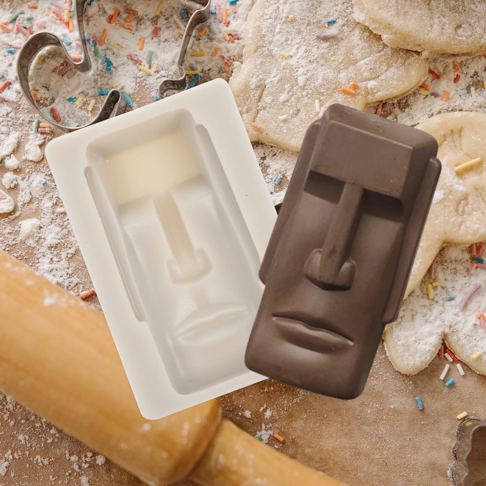 Еда Декор Моаи Камень Статуя Форма Торт Шайба Силиконовые Формы для Шоколада