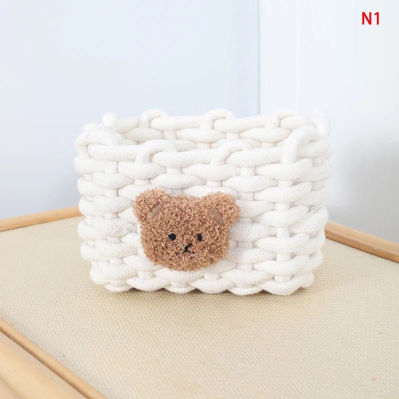 

Корзина для хранения из хлопка с каркасом из ротанга "Мультяшный медведь"