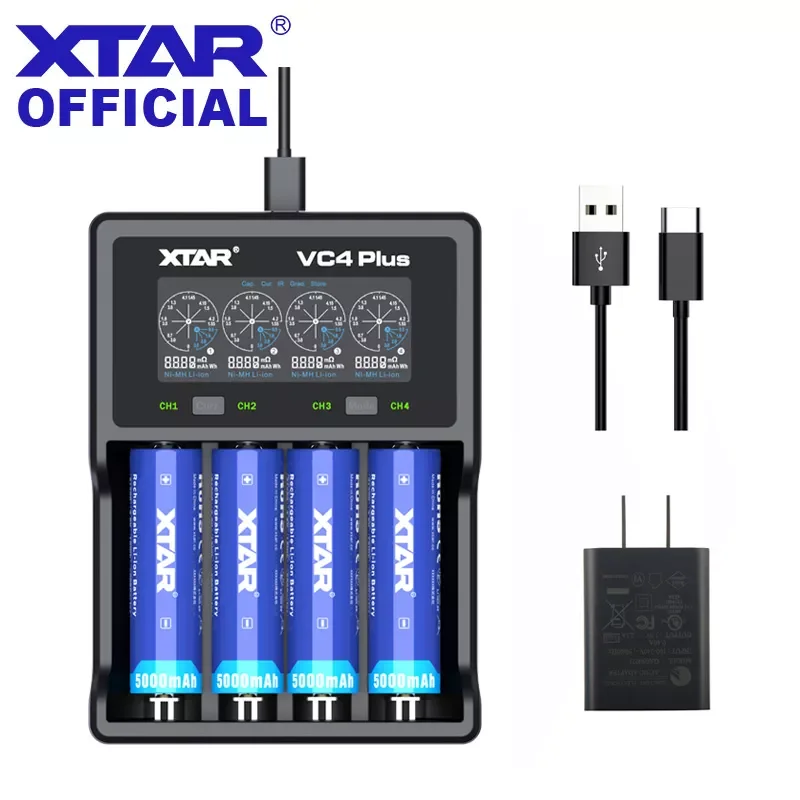 

XTAR Battery Charger 18650 VC4 PLUS Qucik Charge Charging 14650 18350 18490 18500 18700 26650 22650 20700 21700 Battery Charger