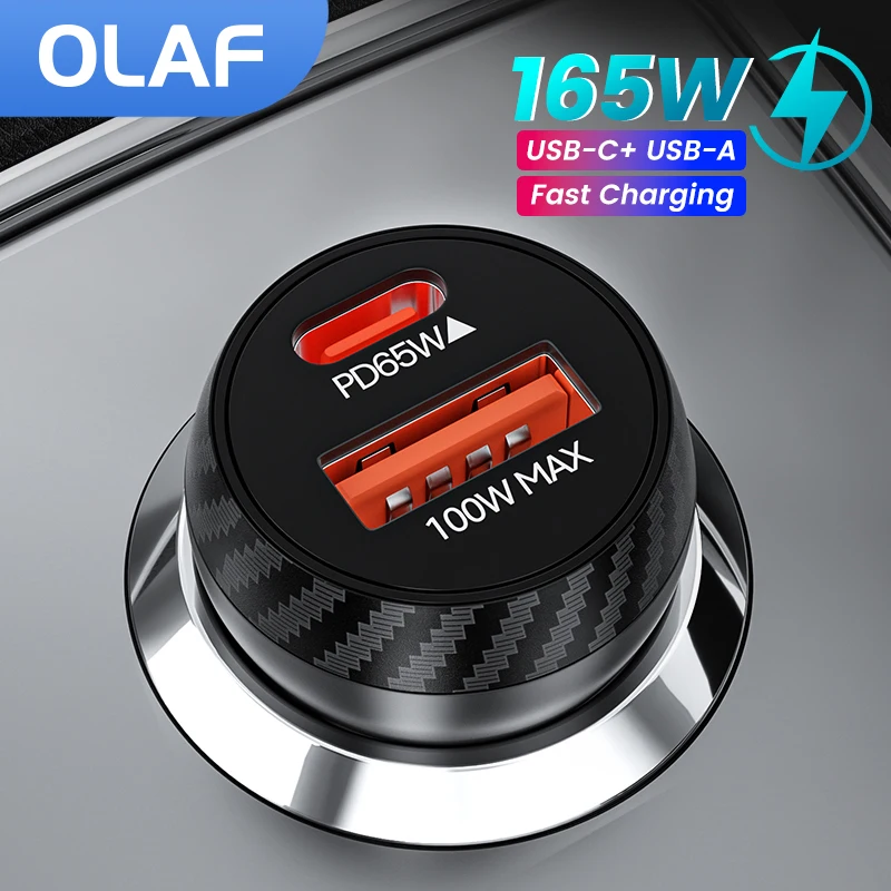 

Olaf 165W QC3.0 USB C Car Charger PD Type C Super Fast Charging Car Phone Charger Adapter For iPhone 14 13 Samsung Huawei Xiaomi