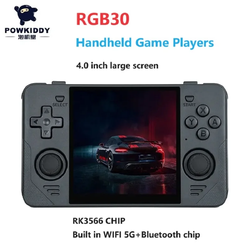 

Портативная игровая консоль POWKIDDY RGB30, карманный 4-дюймовый IPS экран, встроенная 16G Wi-Fi консоль для мини-видеоигр PSP с открытым исходным кодом