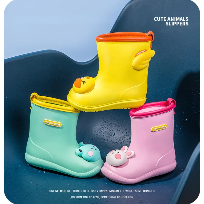 

Детские резиновые сапоги, детская водонепроницаемая обувь из ПВХ, детские непромокаемые Нескользящие зимние сапоги с героями мультфильмов...