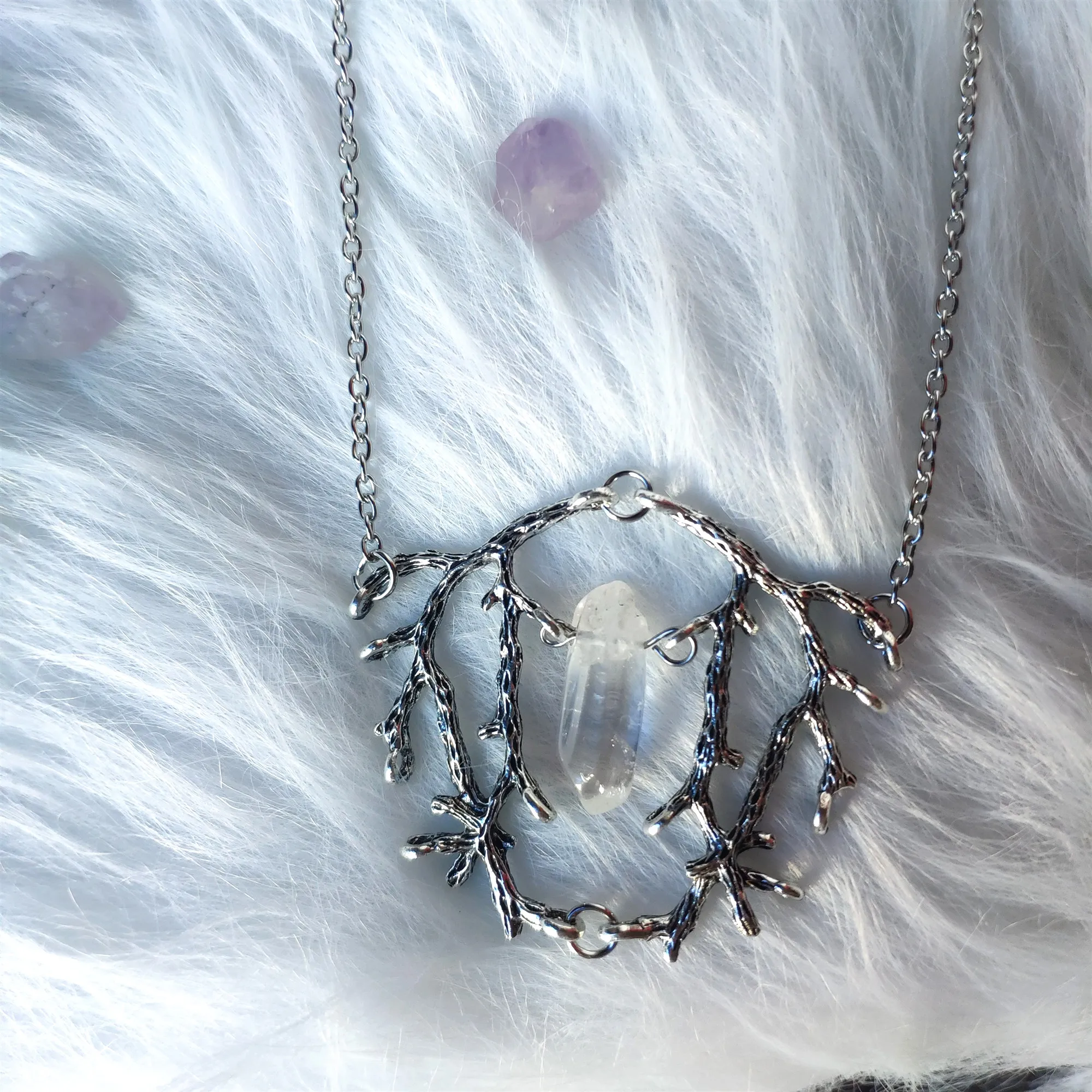 

New Hot Sale Ancient Branch Necklace Crystal Pendant DIY Jewelry Fashion Simple Ball Chain Alloy Design