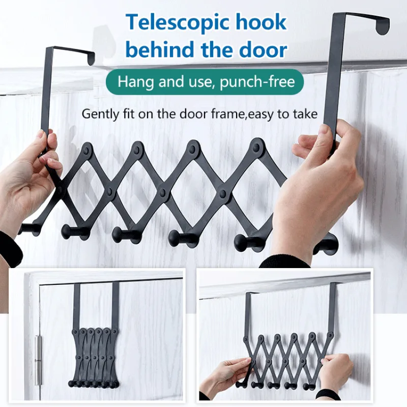 

Bathroom and Bedroom Storage Hook in Black for Expandable and Retractable Hanging