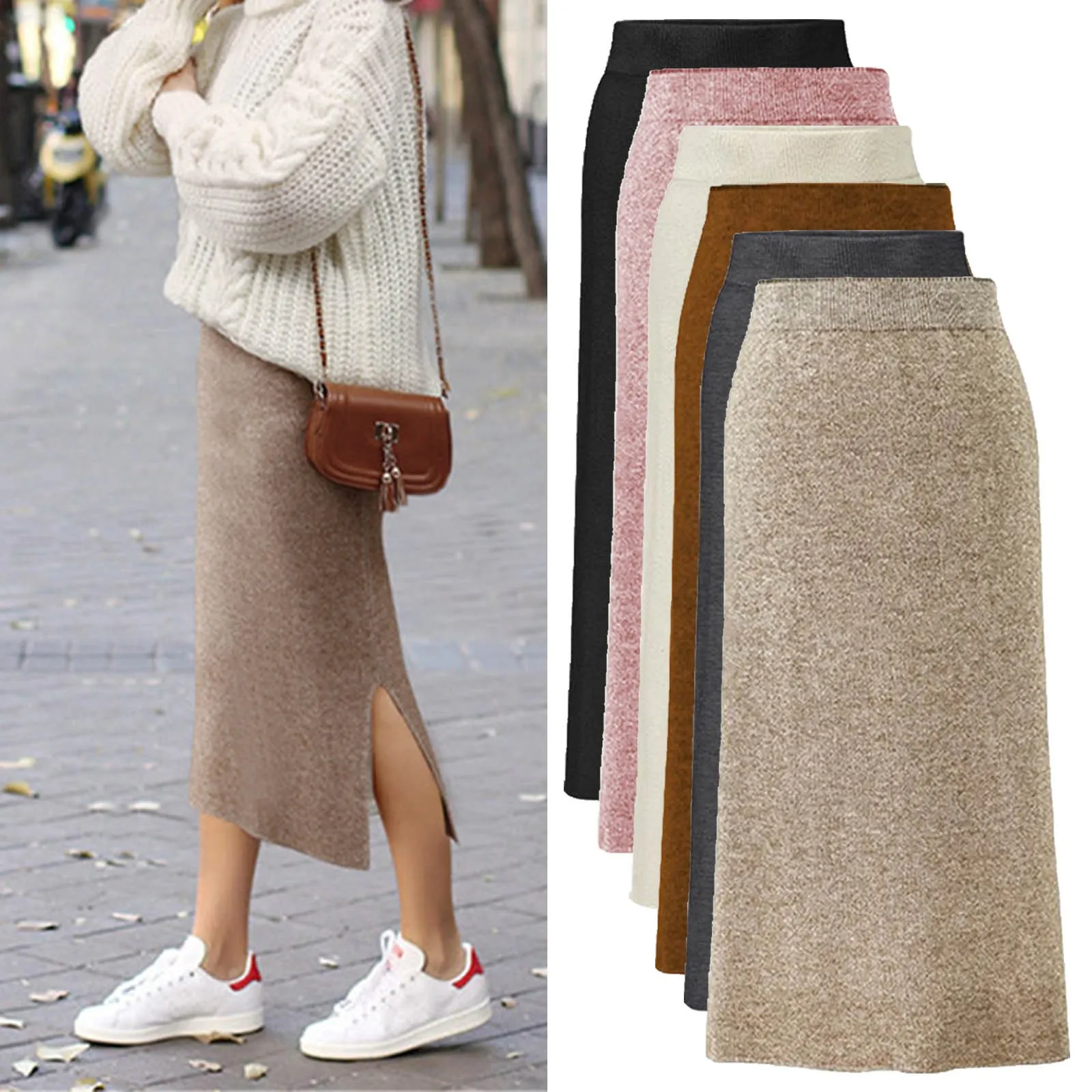 

Женская Зимняя шерстяная юбка средней длины, шерстяная юбка, Плотная юбка для плавания, юбки для женщин