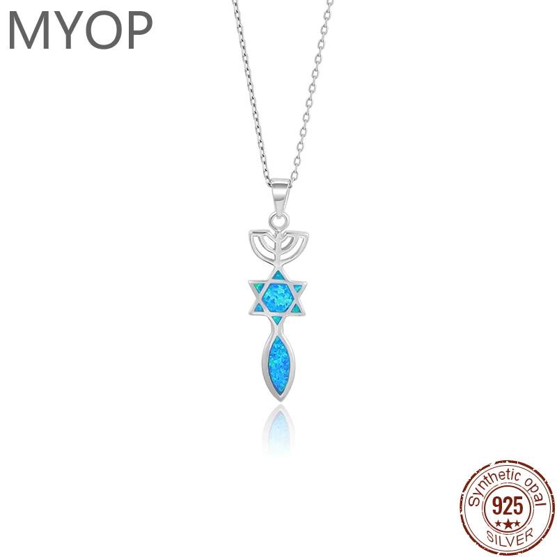 XYOP Серебро 925 пробы подарочный двухсторонний синий кулон с опалом ожерелье