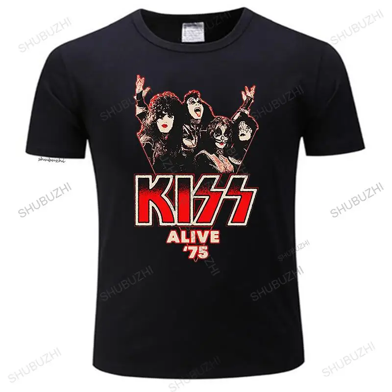 

T Shirt O-neck Fashion Casual High Quality Print T Shirt Kiss Band - Alive 75 men cotton black tshirt fashion tee-shirt homme