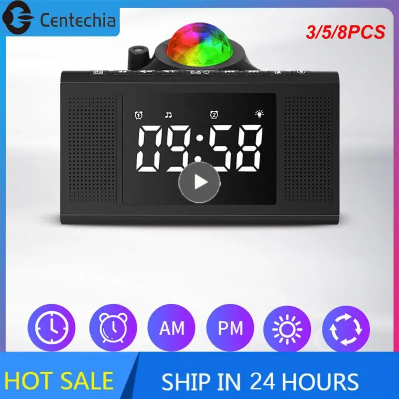 

3/5/8PCS Sky Star Projector Desk Clock With Led Screen Night Light Projection Music Starry Color Changing